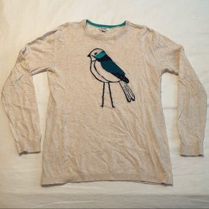 Oatmeal Cream Lightweight Sweater w/ Bird Design